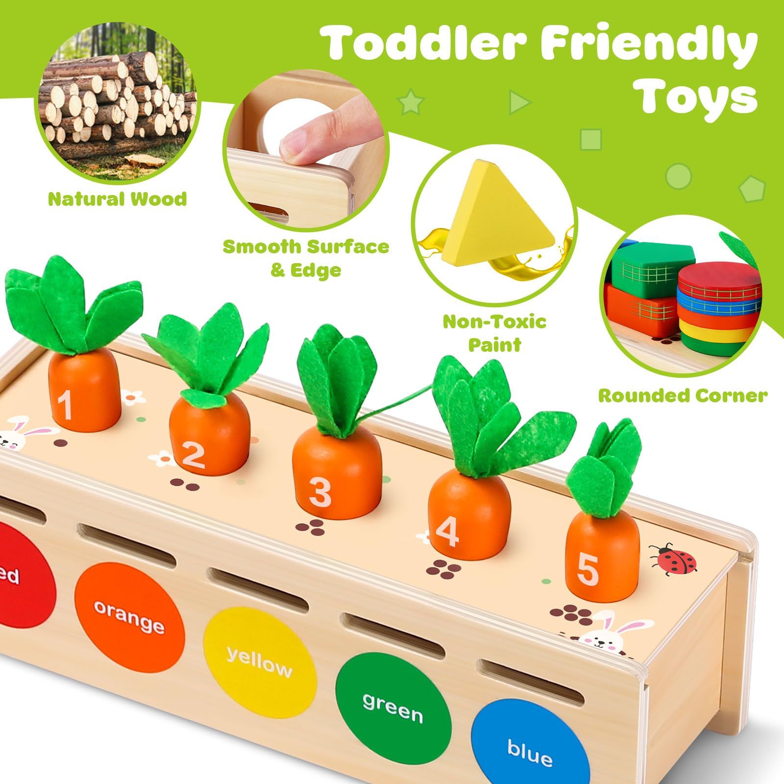 Montessori Toys for Toddler Age 1, 2, 3 Year Old, Wooden Color & Shape Sorting Matching Box, Early Learning Toys for 12+ Month โ image 2