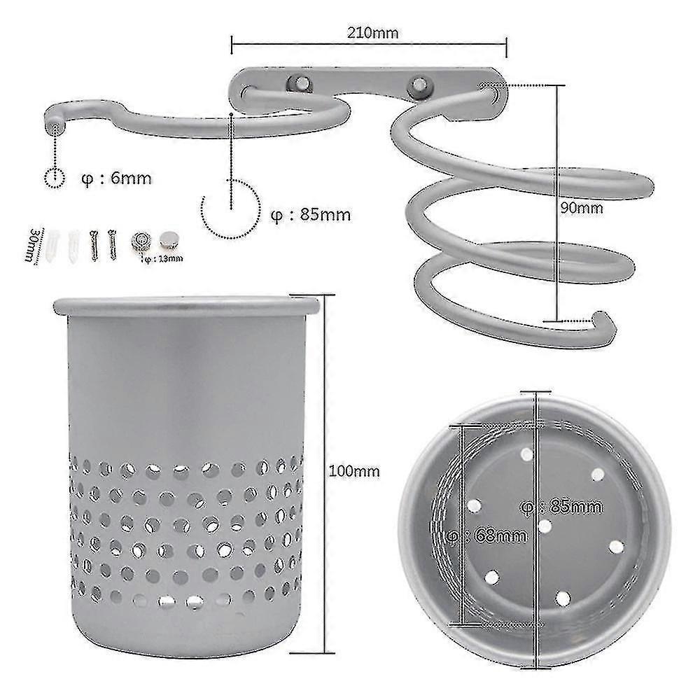 Hair Dryer Holder Wall Mount Organizer Blow Dryer Rack — image 4
