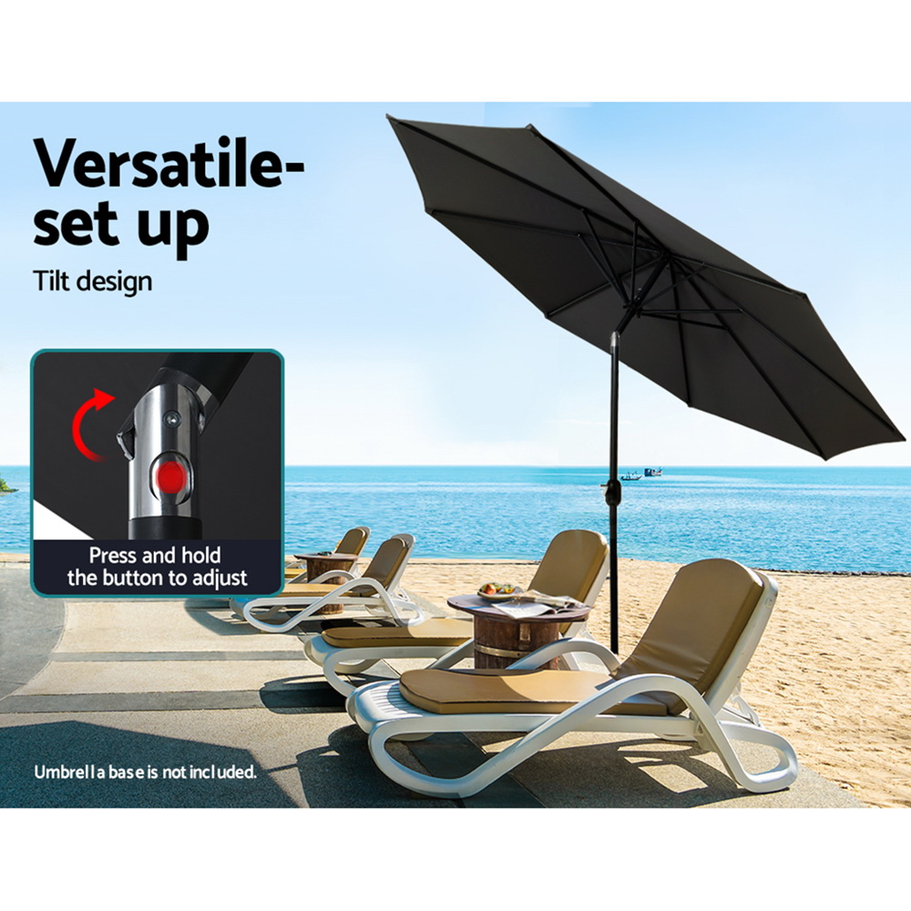 Instahut 3m Outdoor Umbrella Beach Pole Garden Patio Tilt Black โ image 4