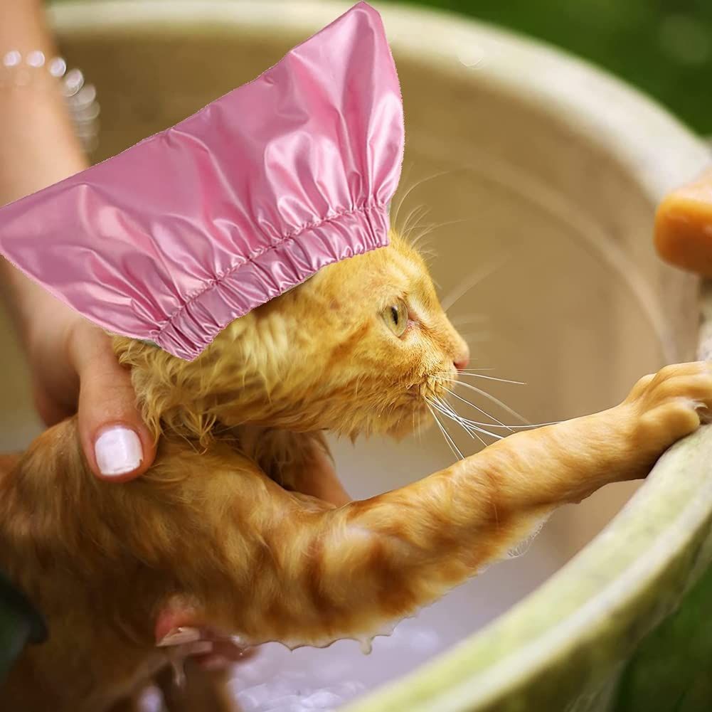 Pet Shower Cap - Waterproof Reusable Bath Ear Covers with Adjustable Strap Prevent Water in Ears Elastic Headgear for Cat Dog โ image 4