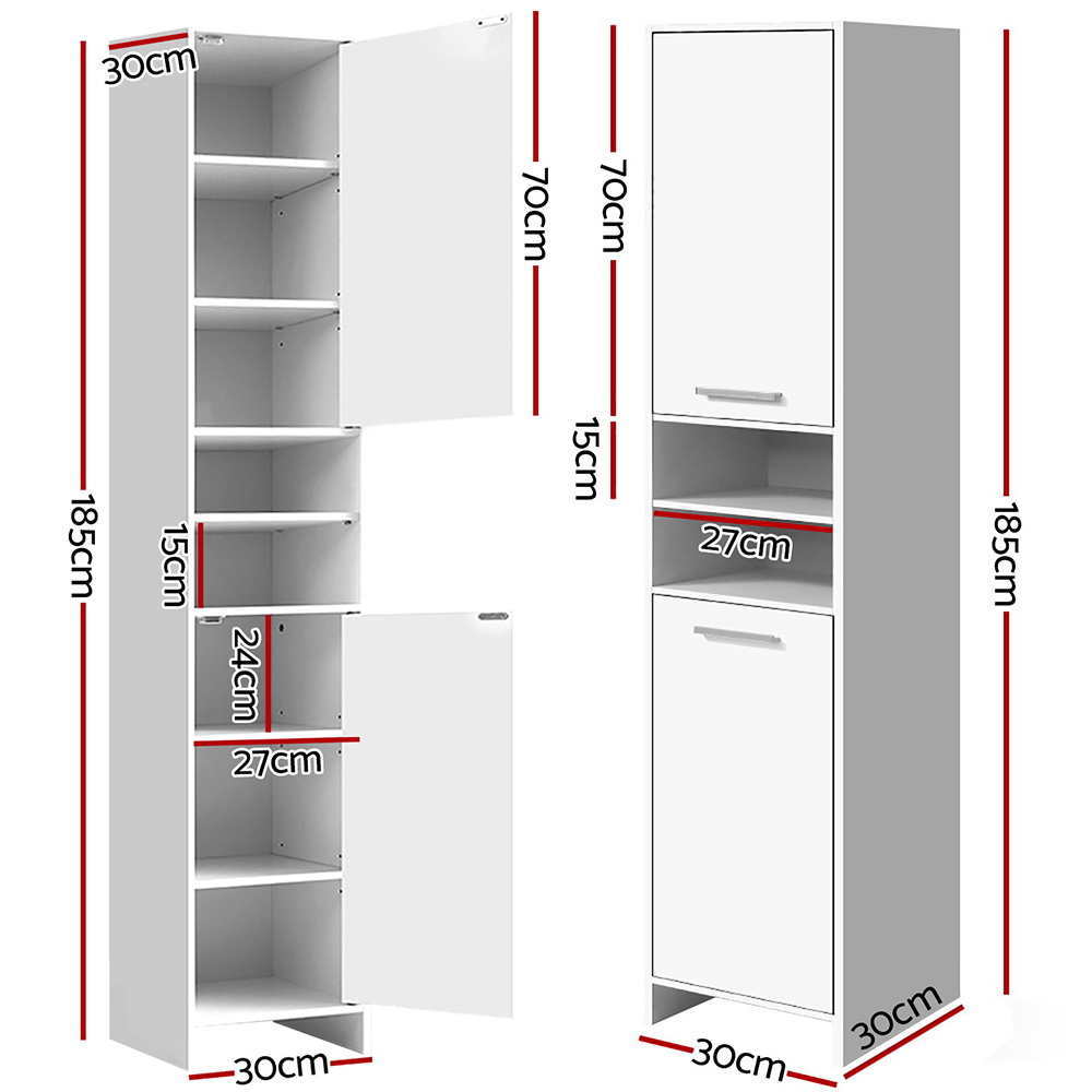Artiss Bathroom Cabinet Storage 185cm White — image 4