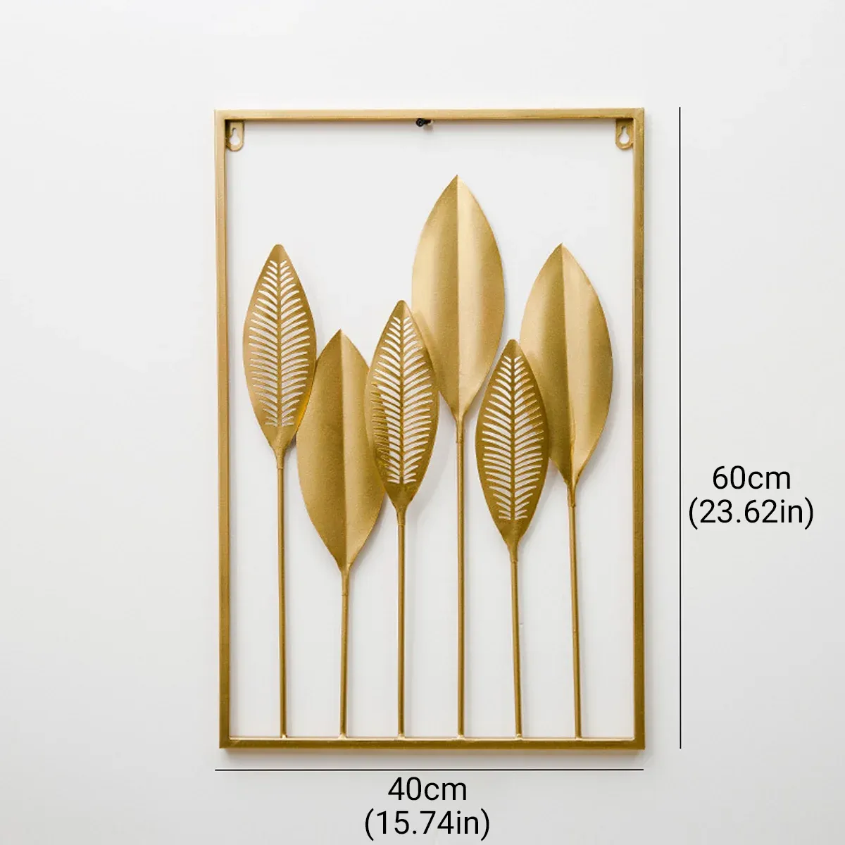 Metal Leaf Wall Hanging Decor Gold Iron Frame Living Room Porch 60 x 40cm โ image 3