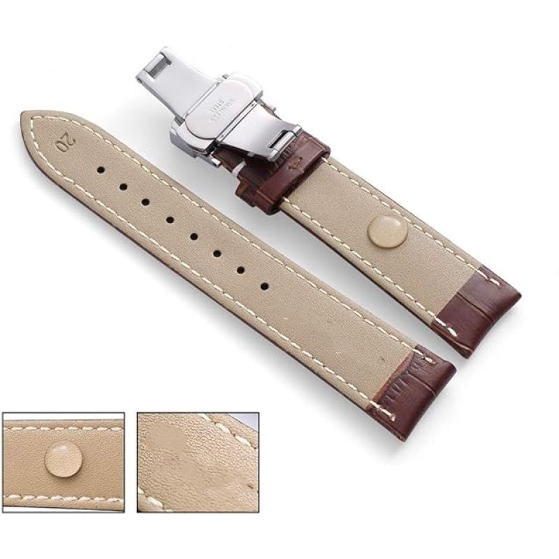 Watch Band with Deployment Clasp - Alligator Grain Leather Watch Strap 20mm - Choose of Color & Width โ image 2