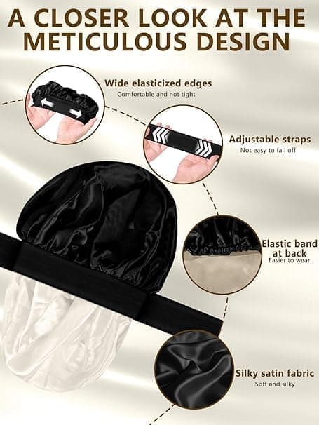 Silky Satin Sleeping Cap for Women and Girls, Double Layered Hair Protection, Adjustable Fit, Purple โ image 6