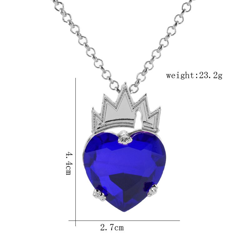 Red Heart Golden Crown Necklace Descendants Queen of Hearts Ruby birthstones Costume Fan Jewelry Valentine's (red) โ image 3