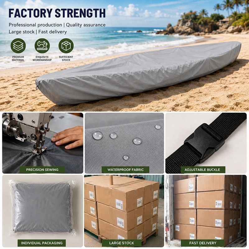Heavy-Duty 600D Oxford Kayak Cover Waterproof UV-Resistant Canoe Protector with Storage Bag, Universal Fit for Outdoor Patio, Shore & Beach – Full-Season — image 5