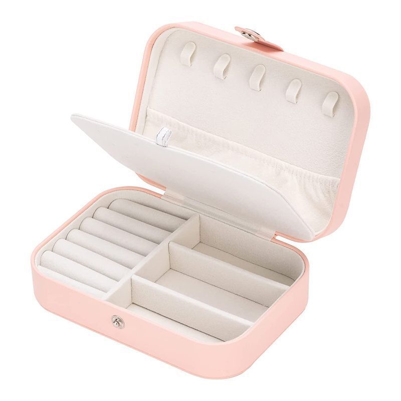 Travel Jewelry Box, PU Leather Small Jewelry Organizer for Women Girls, Portable Mini Travel Case Display Storage Holder Boxes for Stud Earrings, Rings