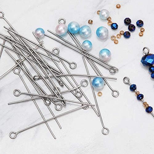 300pcs 4cm 304 Stainless Steel Open Eye Pins Head Pins for Jewelry Making, (Silver) Silver โ image 5
