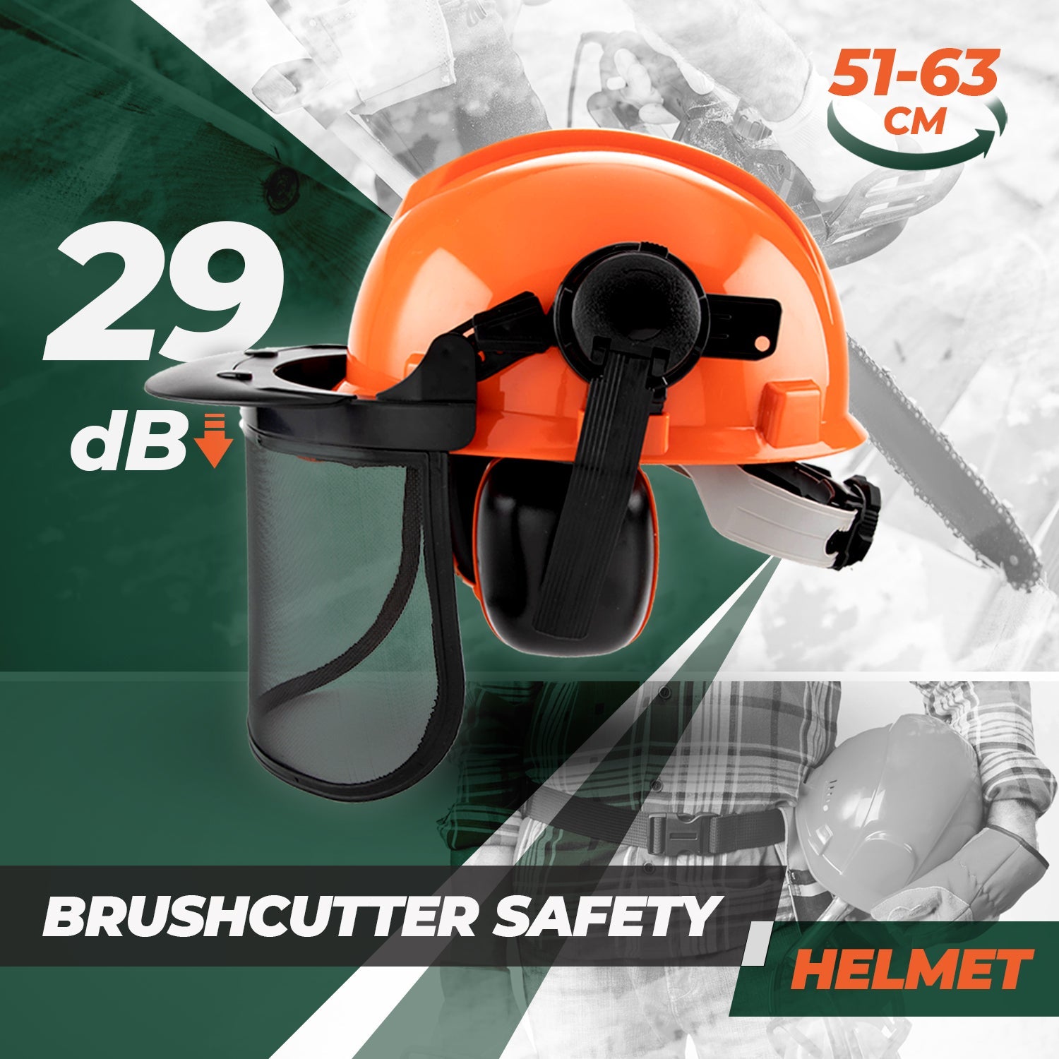 Chainsaw Brushcutter Hard Hat Safety Helmet Face Shield With Visor & Ear Muffs For Landscaping Gardening Lawn Mowing Edge Trimming CE Approved โ image 4