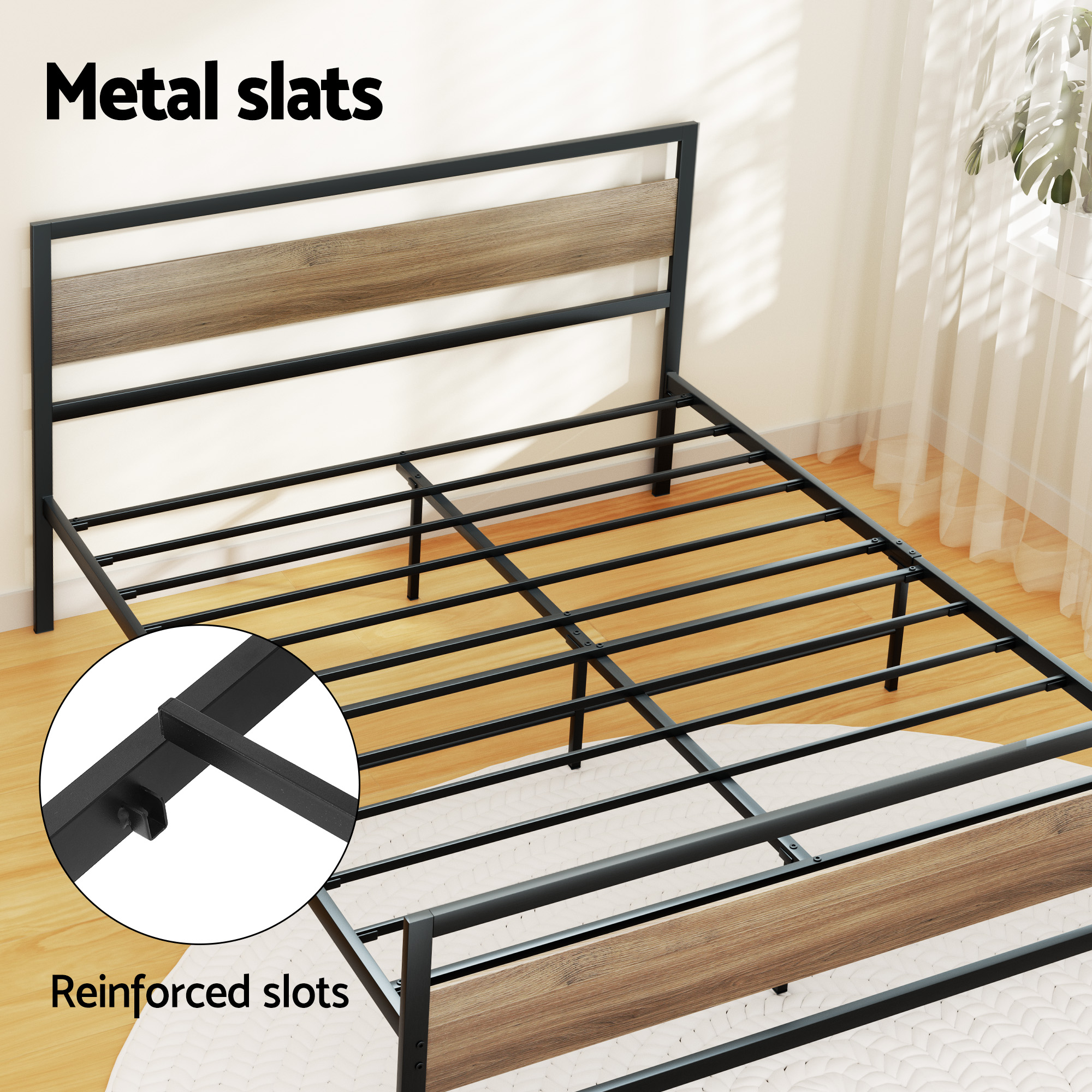 Artiss Bed Frame Double Size Metal Frame with 2 Drawers DREW โ image 5