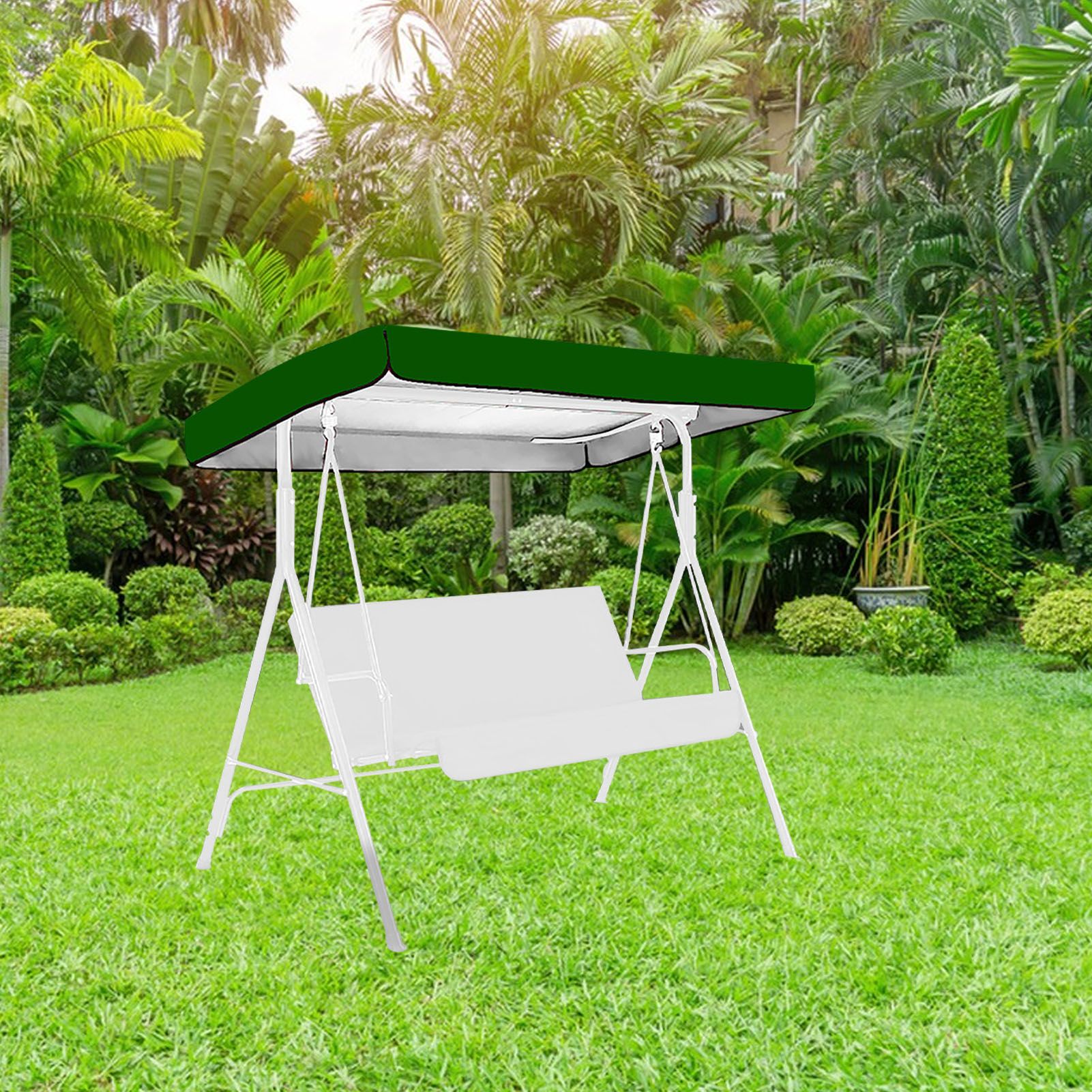 Outdoor Swing Chair Canopy Replacement Patio Swing Chair Top Cover WaterproofTop Rain Cover 190T Silver Coated 190 × 132 × 15cm/20cm Silver — image 6