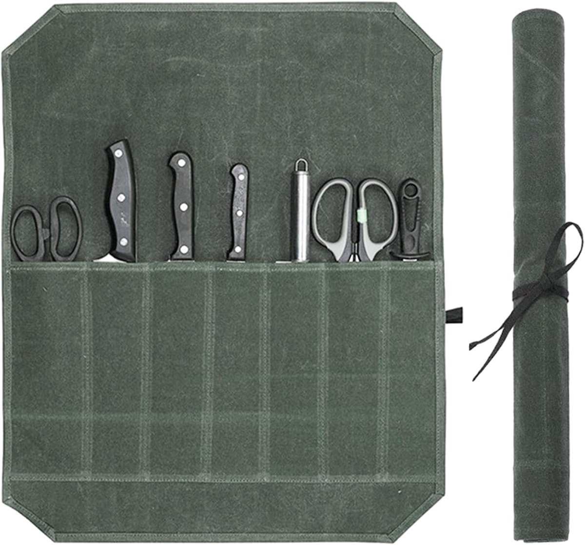 Chef Tools Protector - with 7 slots - Chef's knife roll bag - Knife bag - Waxed canvas knife bag - Cookware - knife case - knife holder - storage bag - cutlery