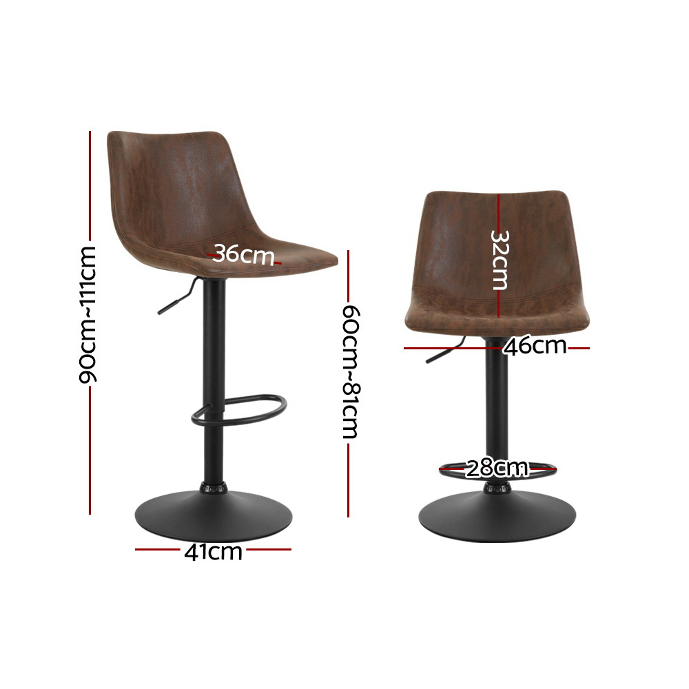 Artiss 2x Bar Stools Vintage Swivel Gas Lift Brown — image 2