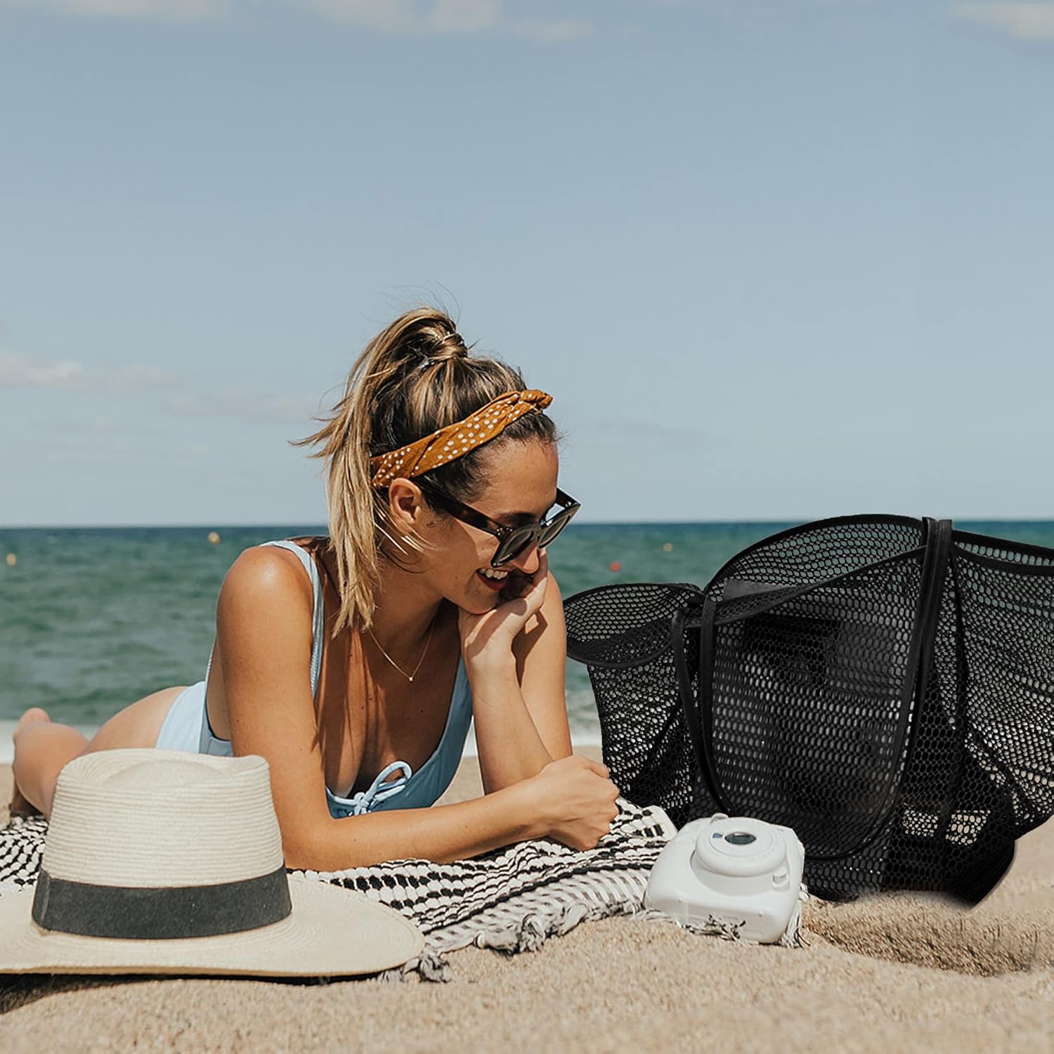 Oversized Beach Tote Bag, Semi Mesh Tote Bag Foldable MAX 35L Laundry Tote Bag For Beach Picnic Laundry Vacation โ image 2