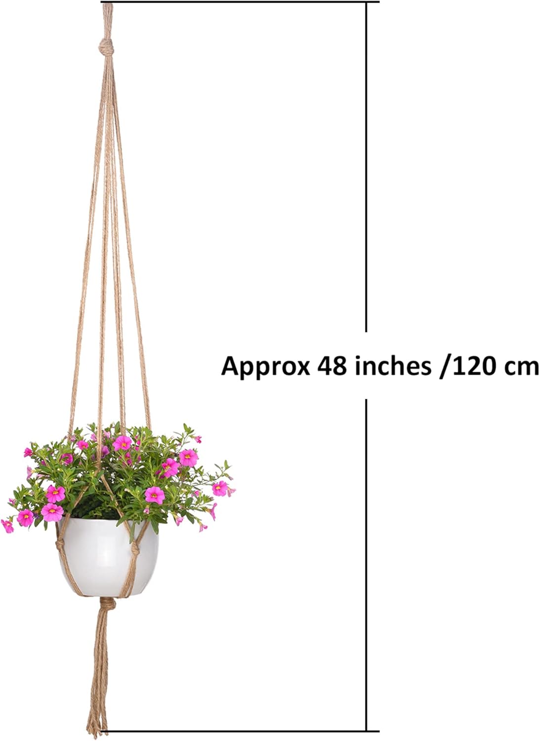 2 Pack 48 Inch Large Macrame Plant Hanger Rope to Hang Flower Pot Plant Holder for Indoor Outdoor Decorations, 4 Legs (Linen Color) — image 3