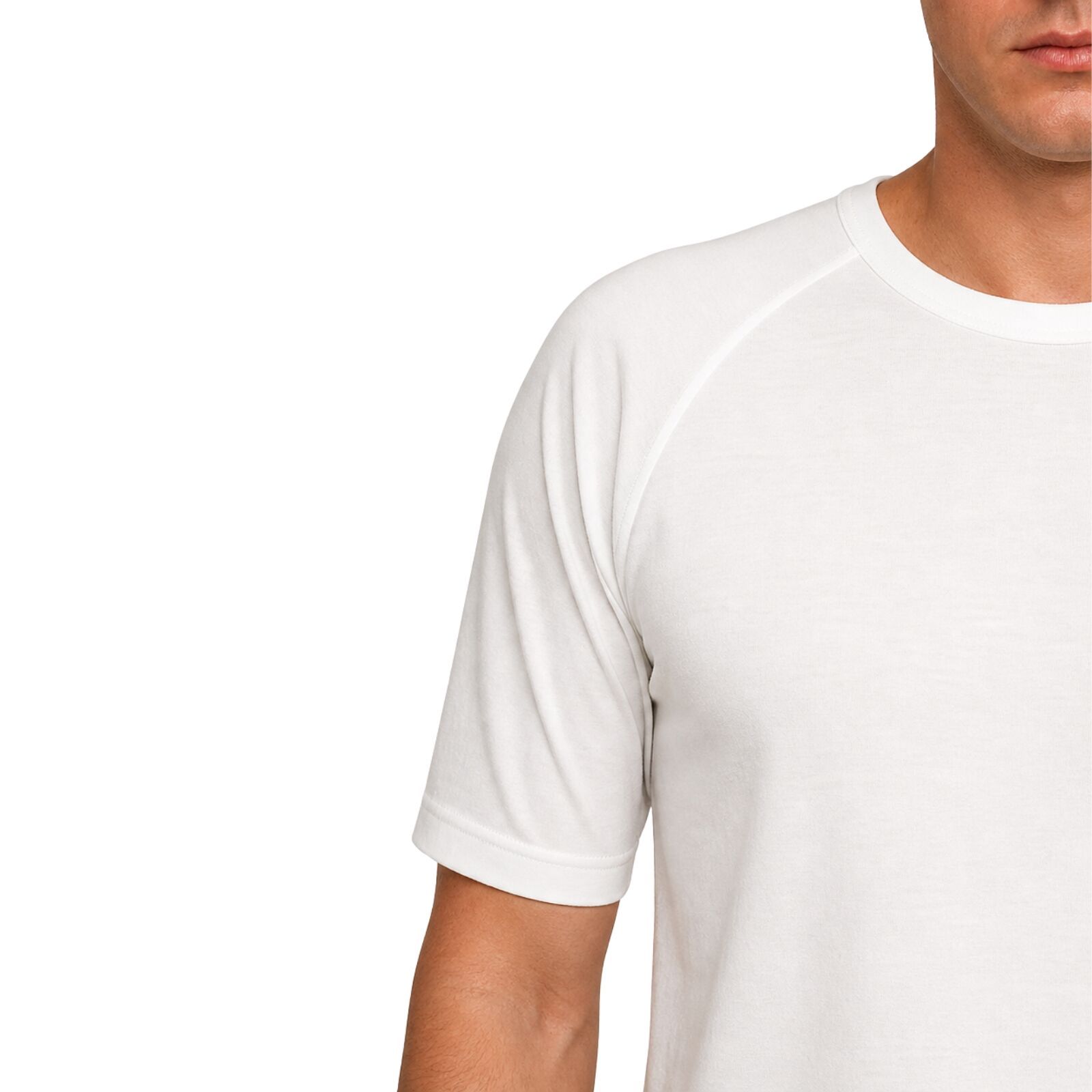Mens Merino Wool Blend Thermal Top Short Sleeve Base Layer Warm - Natural โ image 5