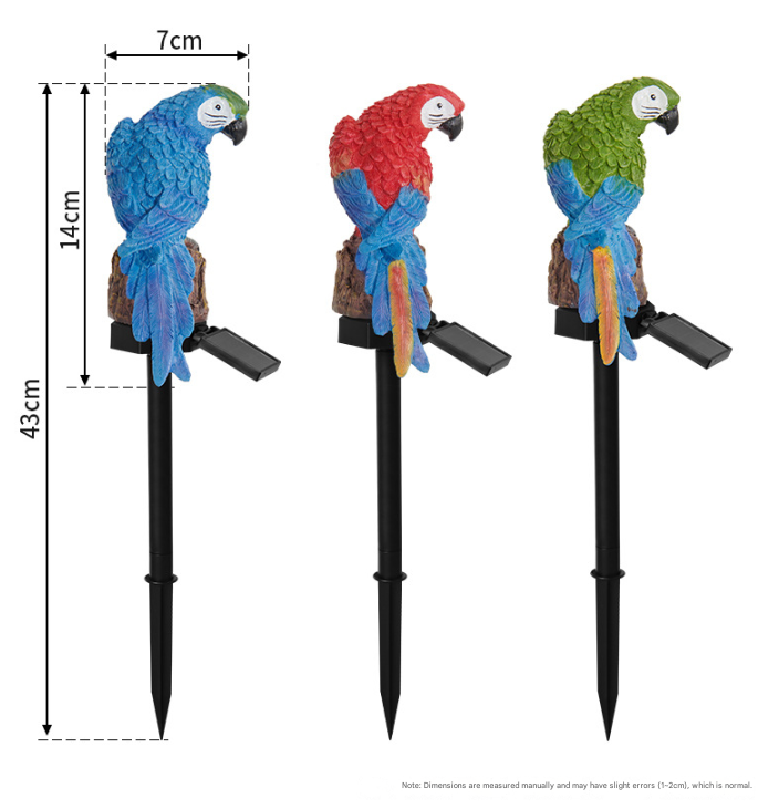 Three Color Solar Powered Parrot Garden Stake Lights - Hand-Painted Waterproof Resin LED Landscape Lamps for Outdoor Patio, Lawn, and Yard Decoration โ image 3