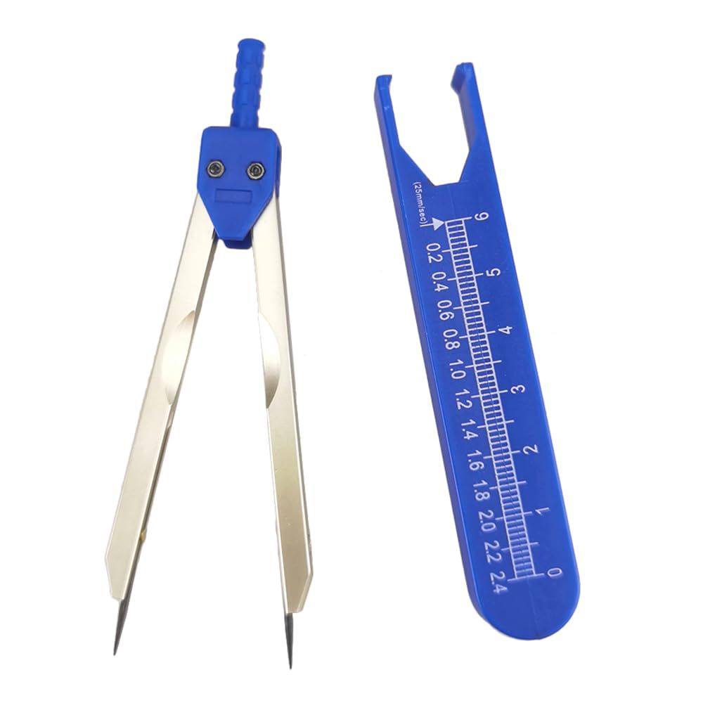 Calipers Nursing or Doctor Caliper Divider for Measuring Drafting Electrocardiographs with Ruler (Blue)