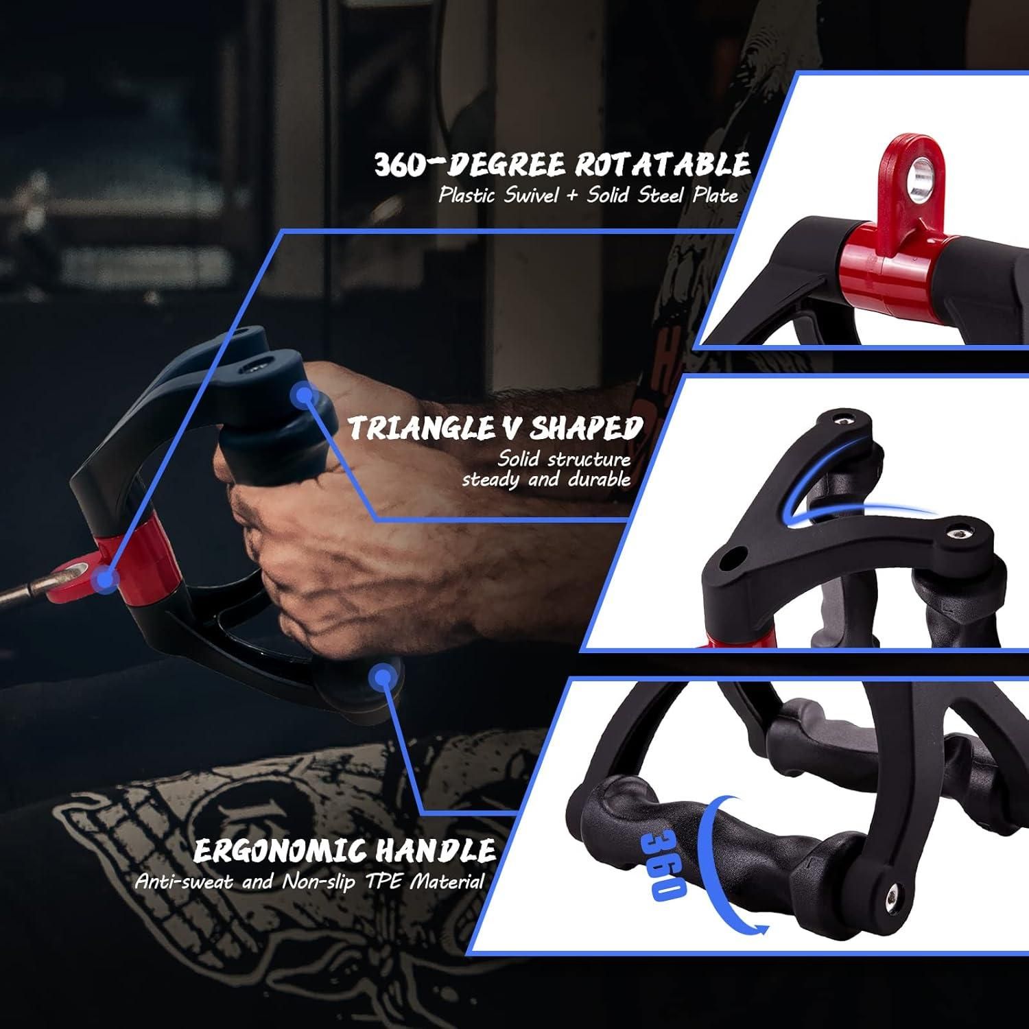 1 Piece Black Dual D-Tension Grip Removable V-Triangle Rod Home Gym โ image 3