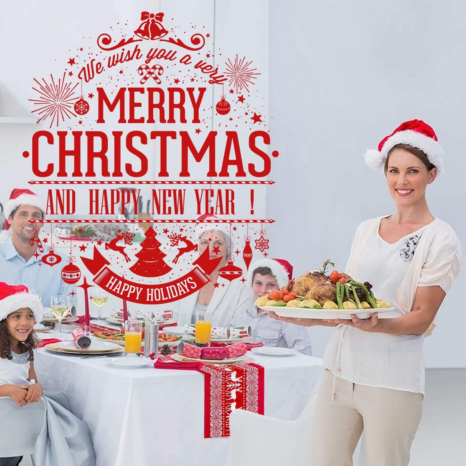 Christmas Cotton Linen Table Runner, 28 x 270 cm, Washable Holiday Table Decoration for Dining Room, Party and Seasonal Home Decor — image 4