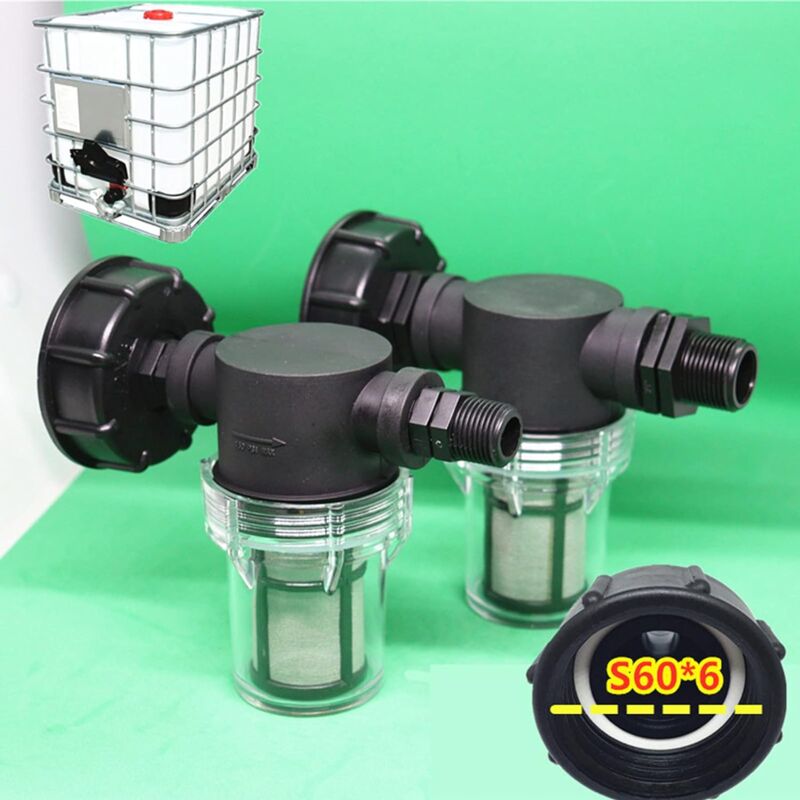 1000L Tank Connector, Garden Hose Connector for Rainwater Harvester with Filter Function, S60x6 IBC Water Tank Adapter (3/4'' Male Thread) โ image 4