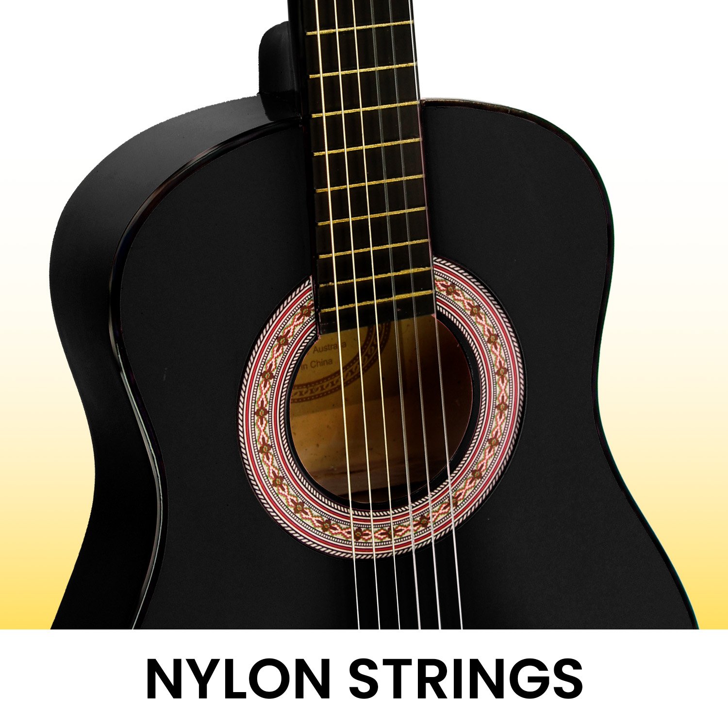 Karrera 34in Acoustic Children Wooden Guitar - Black — image 4