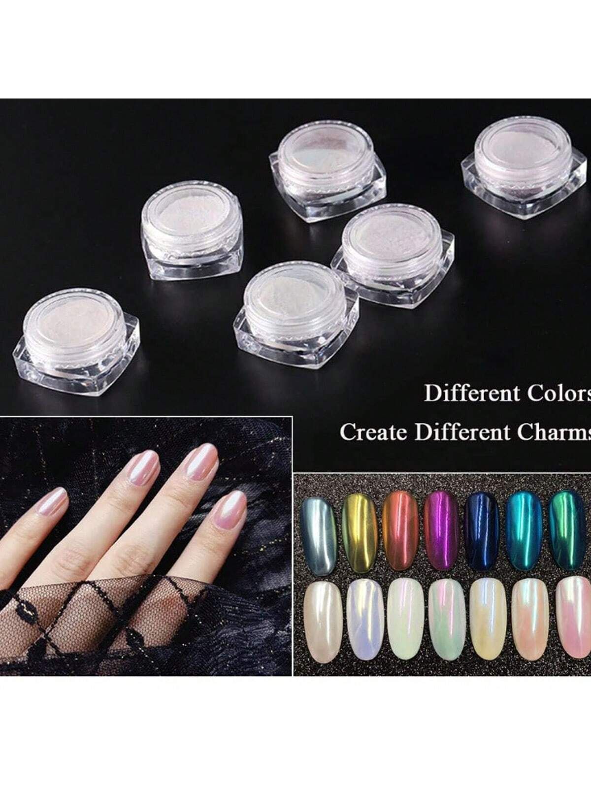 Pearl White Nails Glitter Dust Chrome Y2 1Box Moonlight White Chrome Powder For Glazed Donut Nail Art Mirror Effect Glitter Eyeshadow Sticks DIY Charms — image 4