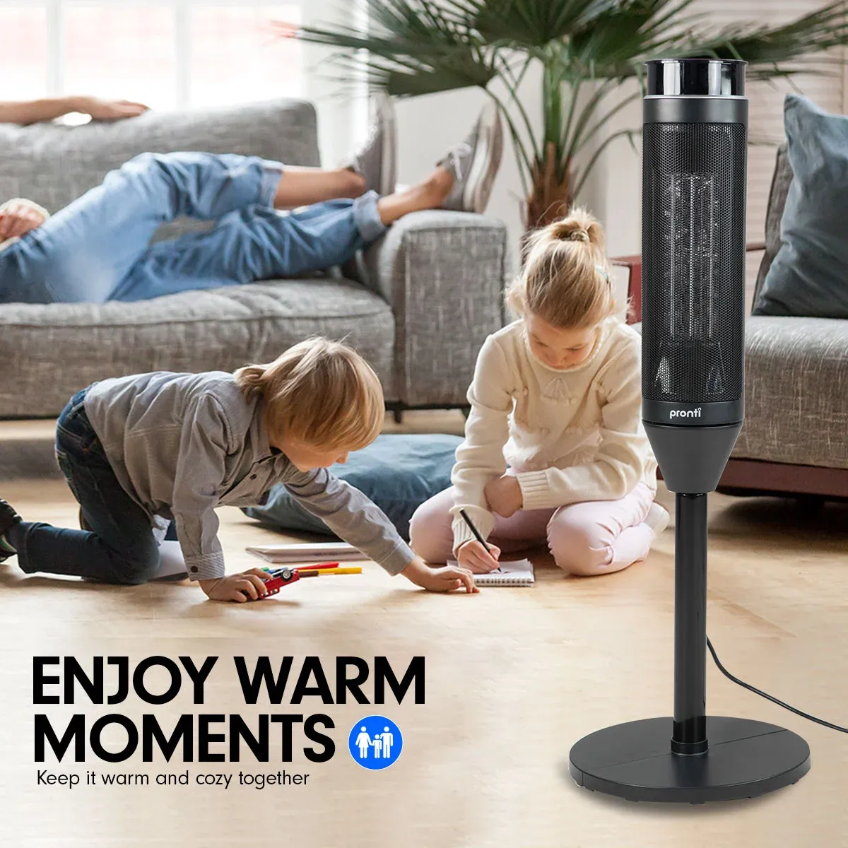Pronti Electric Tower Heater 2000W Ceramic Portable Remote - Black โ image 3