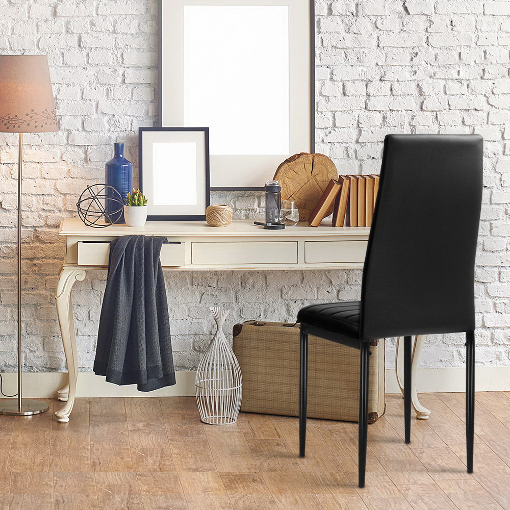 Artiss Dining Chairs Set of 4 Leather Channel Tufted Black โ image 5