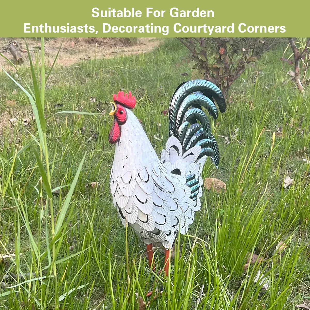 Metal Rooster Standing Decoration Rustproof for Home Garden Yard Patio Ornament โ image 5