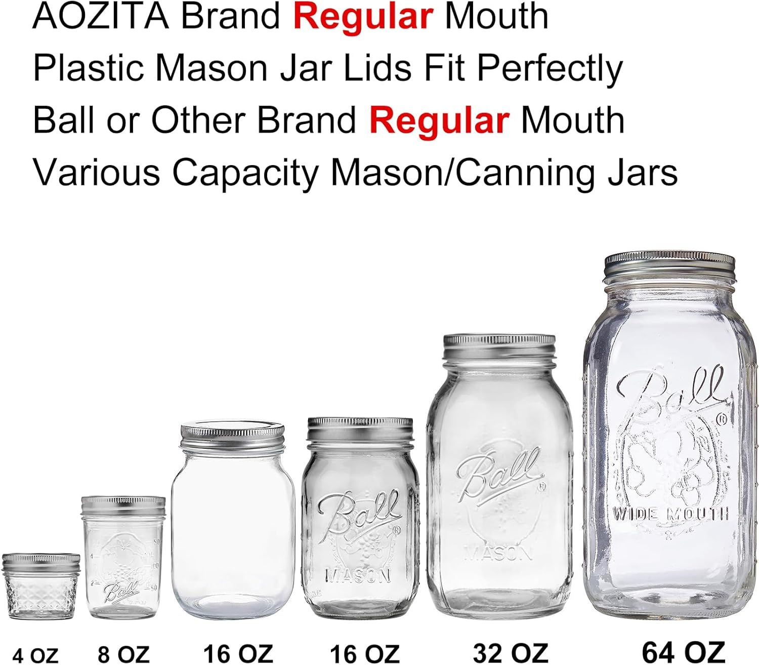 12 Pack Mason Jar Lids for Compatible with Ball, Kerr Regualr Mouth Jars - Plastic Storage Caps for Mason Jars, Canning Jars - Leakproof, Dishwasher โ image 4