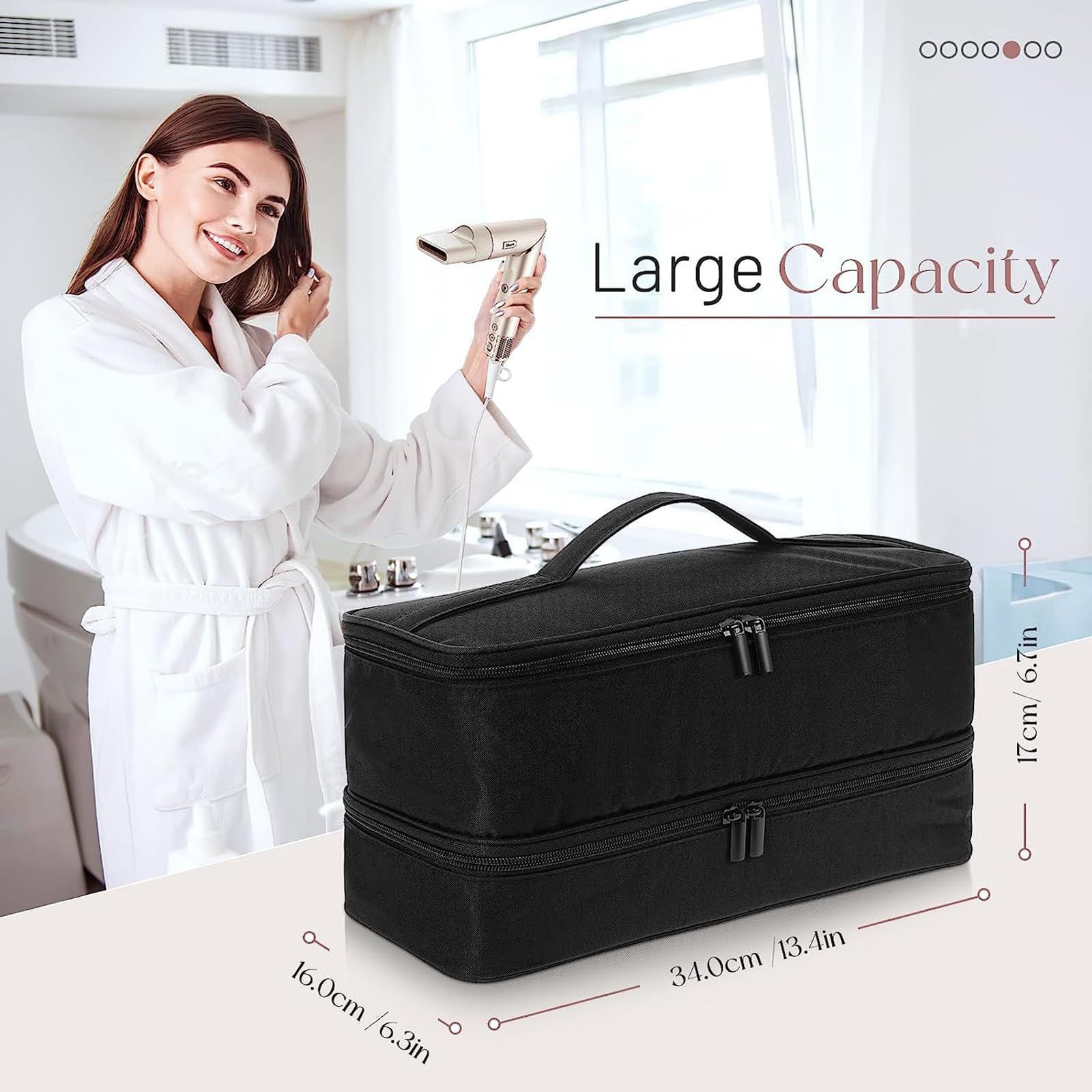 Double Layer Storage Case For, Travel Carrying Case For 430/440, Organizer Bag For /Styler Attachments (Black) — image 2