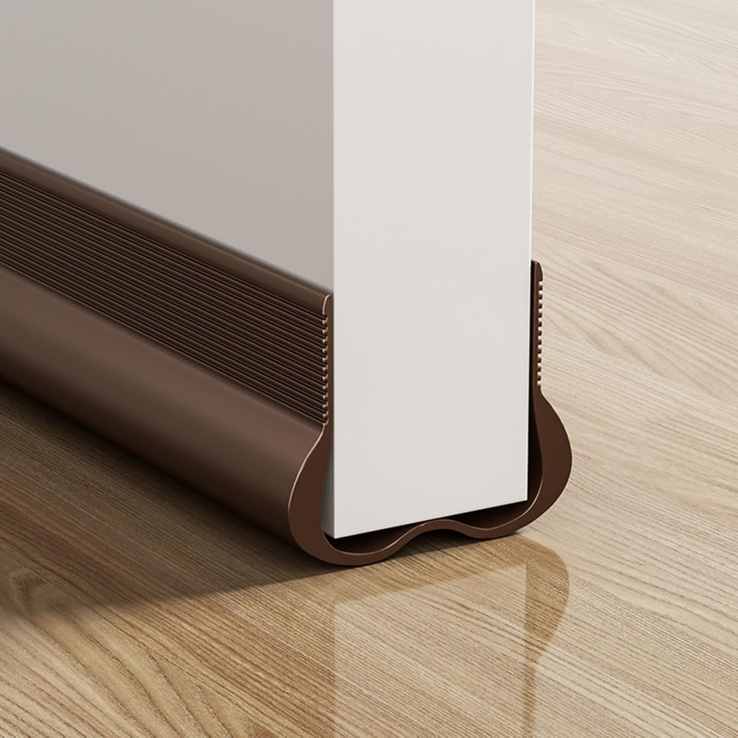 Adjustable Draft Stopper Door Strip Cushion Double Sided Draft Guard Durable Insulation 93cm Brown
