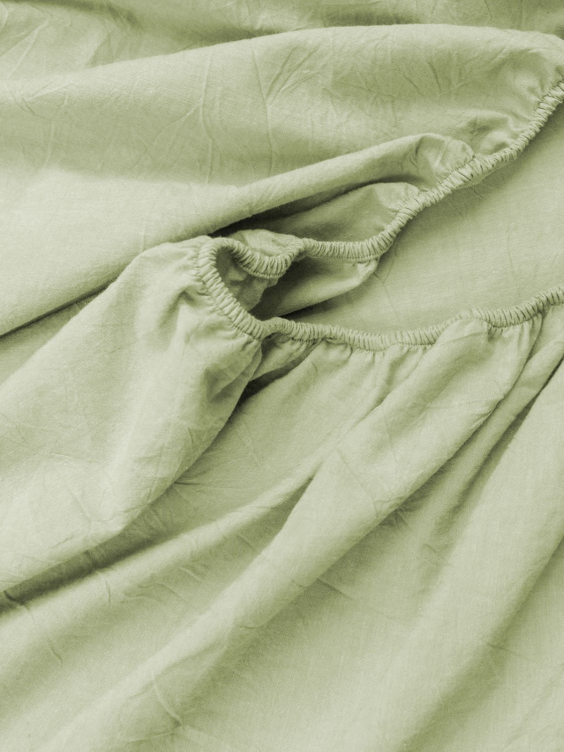 100% Cotton Fitted Sheet - Super Soft 40cm Deep Pocket Bottom Sheets - White Elastic Sheet(Queen,Green beans) — image 4