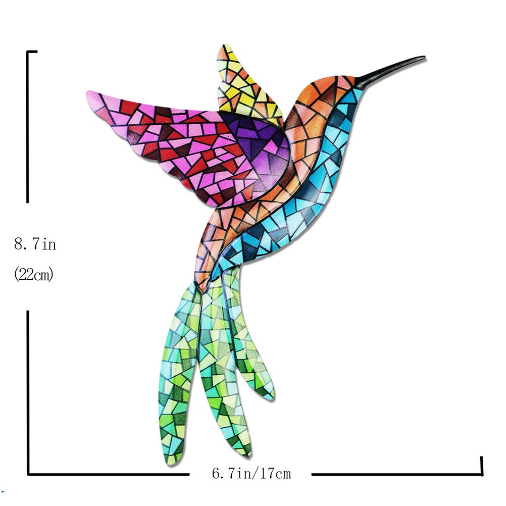 3Pcs Metal Hummingbird Wall Art Colorful Birds Sculpture Hanging Wall Decor for Indoor Outdoor Home Bedroom Office Patio Yard Garden — image 4