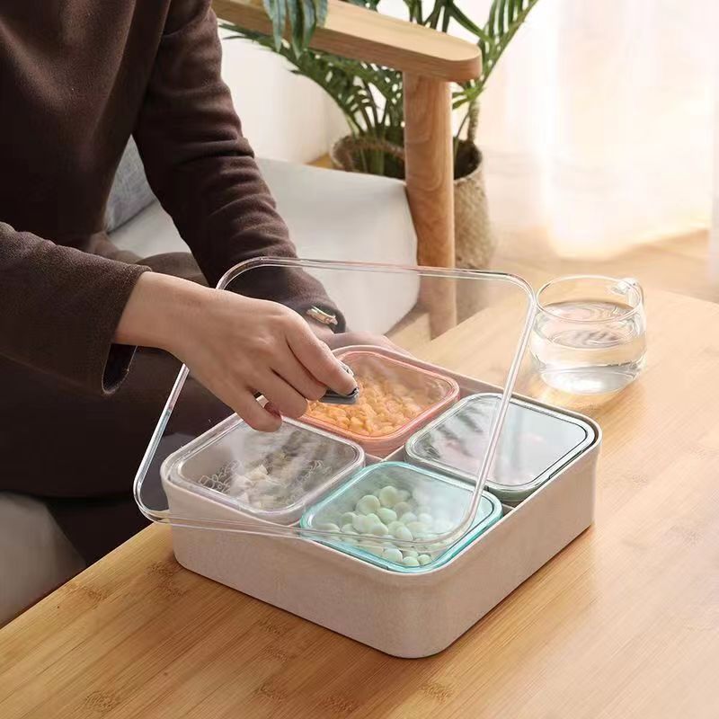Snack Serving Tray, Appetizer Tray, 4 Compartment Food Platter Dried Fruit Tray Food Storage Containers for Fruit Cakes kitchen โ image 2