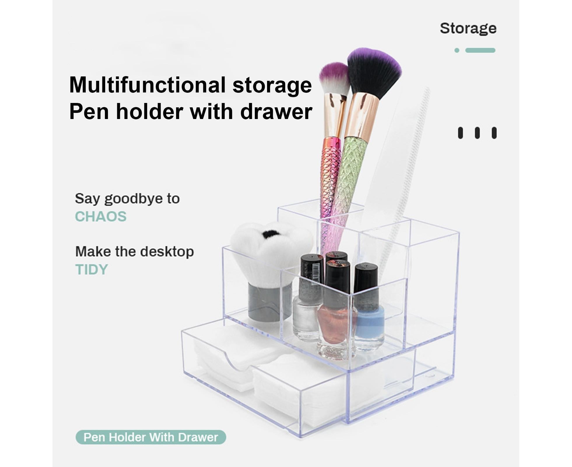 Makeup Organizer Drawer Type Large Capacity - Transparent โ image 3