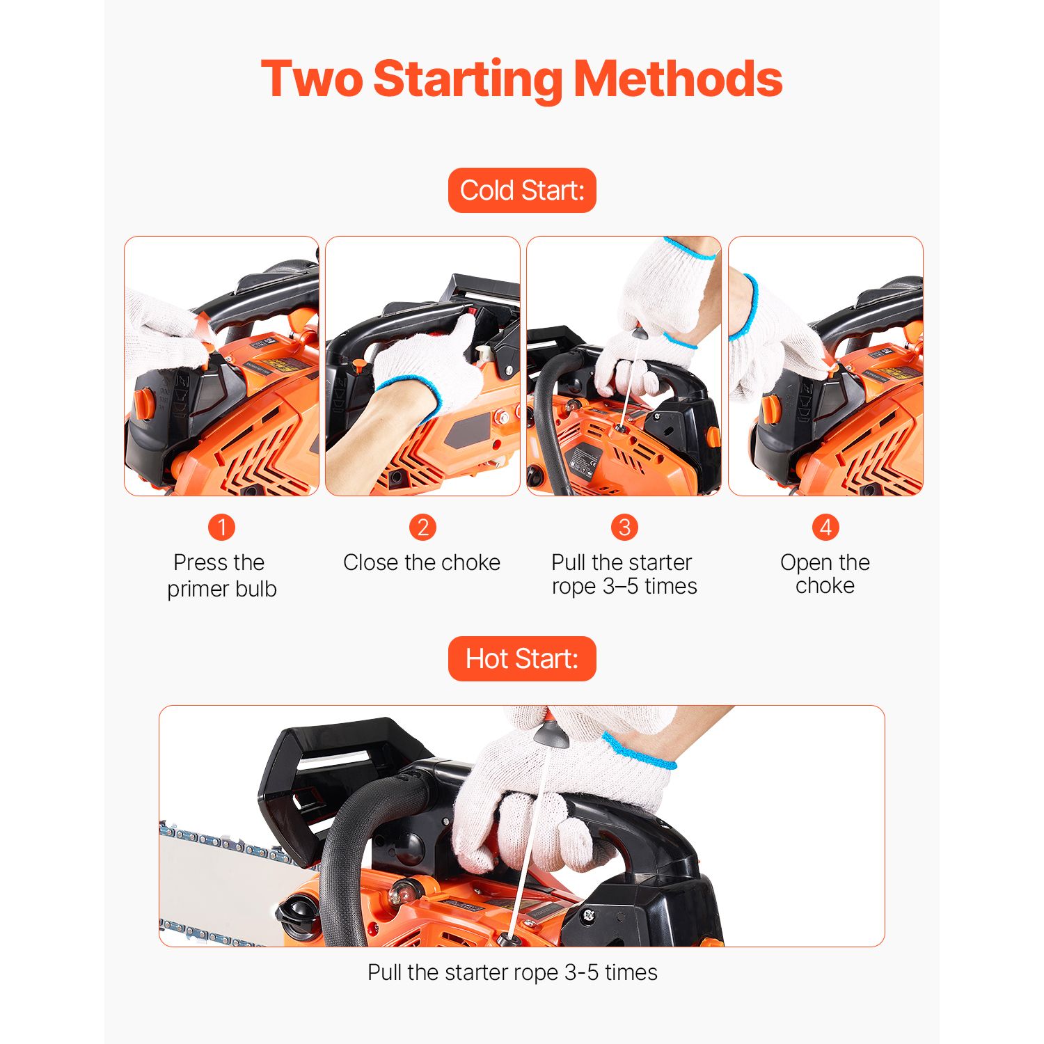 25 cc Gas Chainsaw, 305 mm Gas Powered Chainsaw, 0.75 kW Power Chain Saw with Non-Slip Handle, Gas-Powered Chainsaws with Dual Fuel Tanks, For Wood Cutting โ image 4