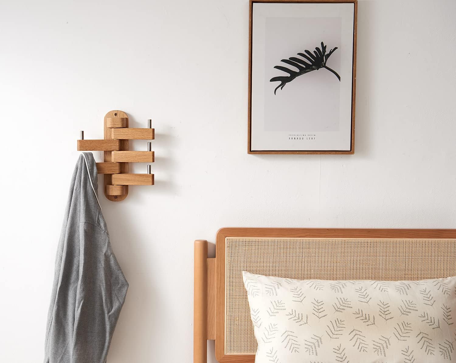 Oak Coat Rack, Wooden Wall Mounted Coat Rack for Entryway, Living Room, Bedroom, Bathroom โ image 5