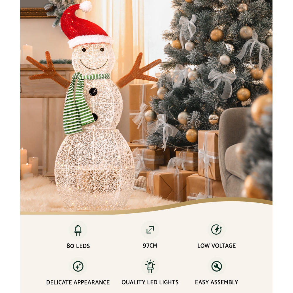 Jingle Jollys Christmas Lights 97cm Snowman 80 LED Decorations โ image 4