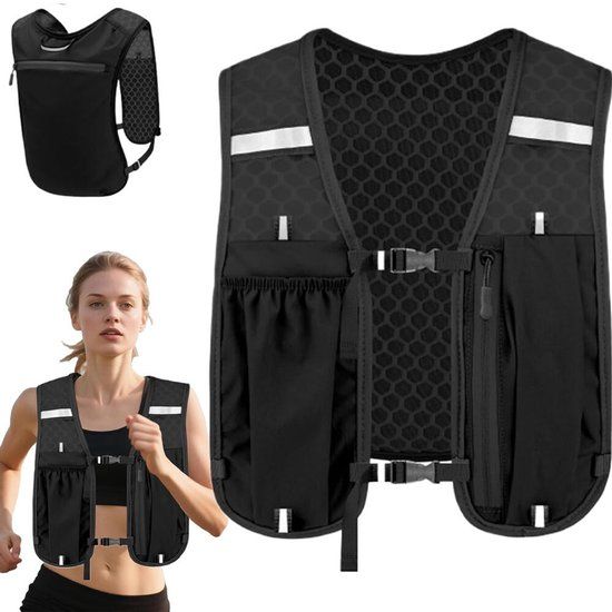 Running Hydration Vest With Reflective Strips, Phone Pockets And Bladder Compartment, Black, 2 L — image 3