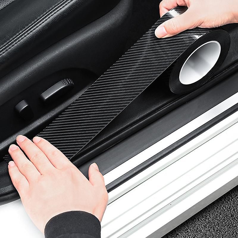 4 Rolls 5D Carbon Fibre Tape for Car Door Sill, Anti-Collision Waterproof Protector Sticker, Black, 5 cm x 3 m Each