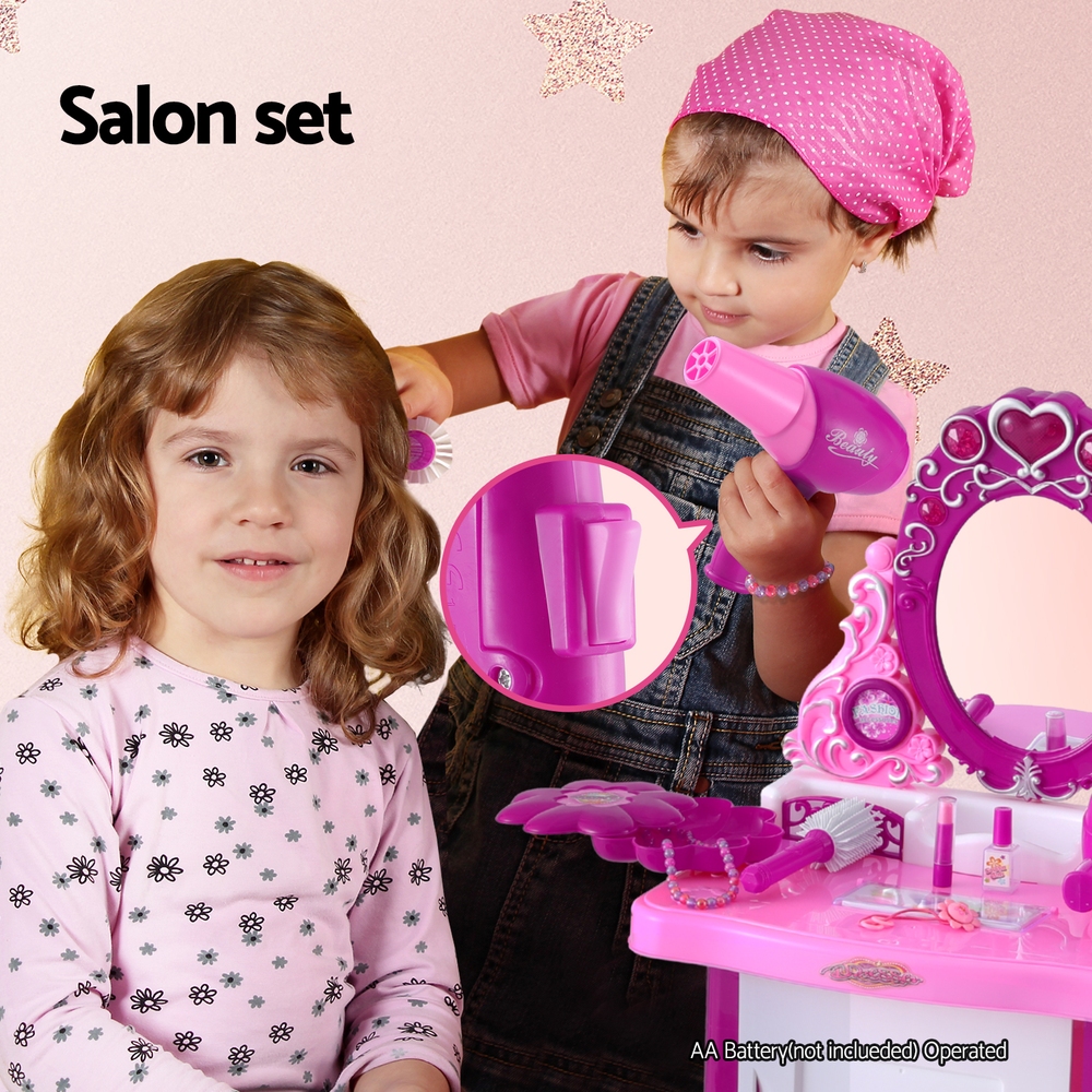 Keezi Kids Pretend Makeup Play Set Dressing Table Chair Girls Toys Children โ image 5