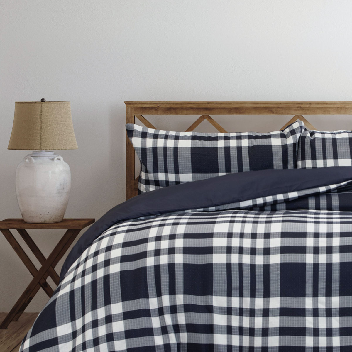Ardor Ronan Navy Plaid Jacquard Quilt Cover Set King — image 3