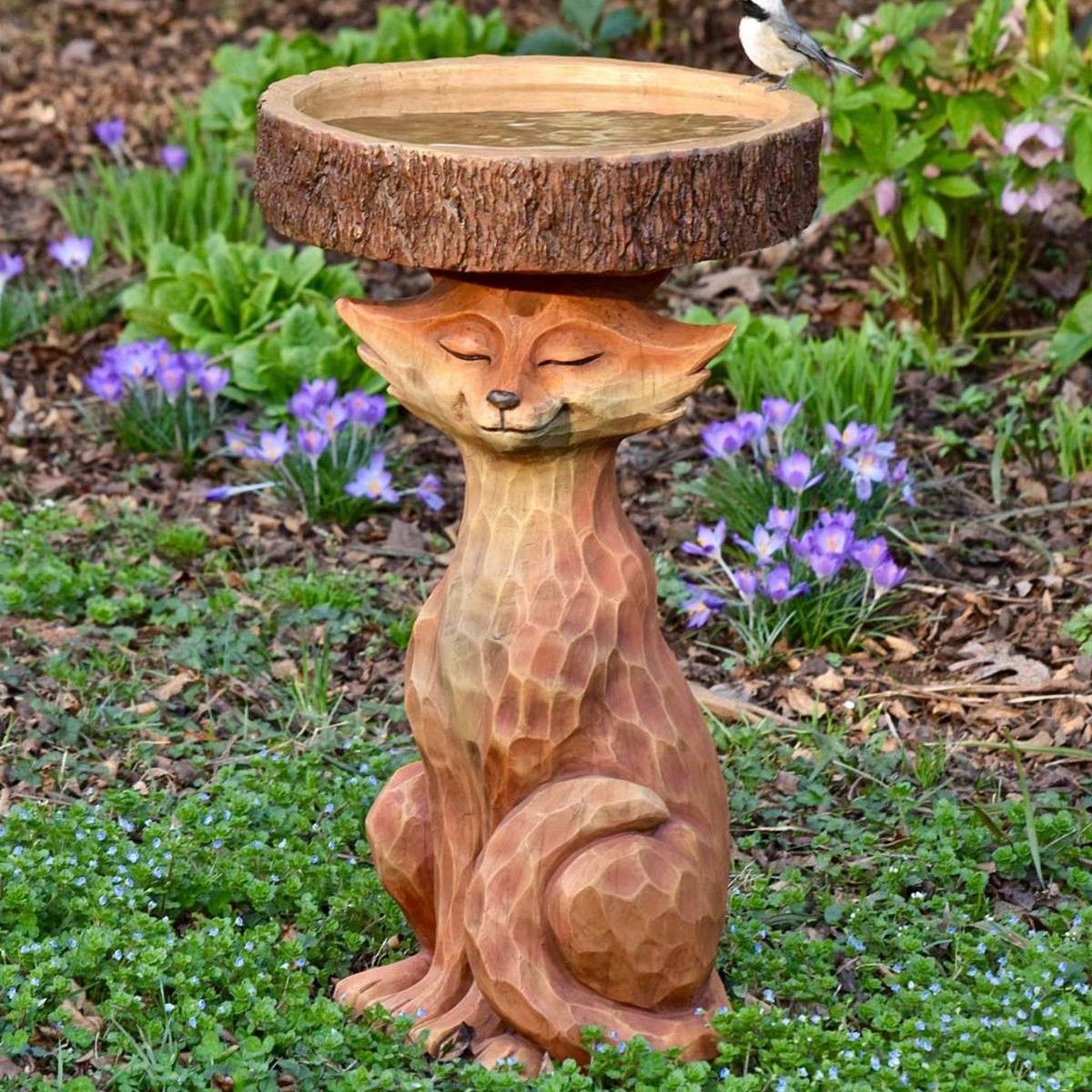 Resin Bird Bath Statue for Garden, Outdoor Decorative Bird Feeder & Water Fountain, Whimsical Yard Sculpture for Patio & Lawn(Chicken) — image 5