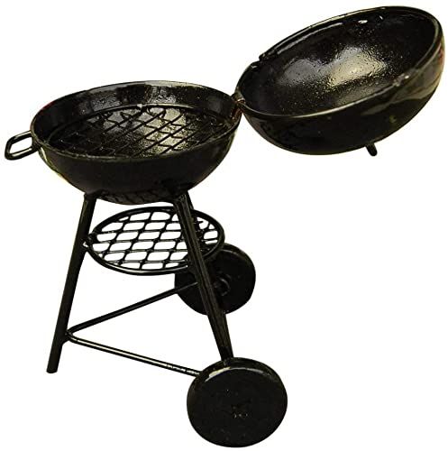 Miniature BBQ Grill Oven Model 1:12 Dollhouse Cooking Tool Garden Decoration Accessories Roasting Cart Firewood Rack Holder (Round) — image 2