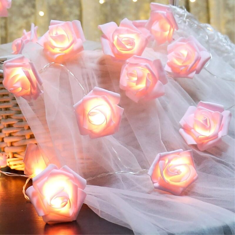Battery Operated LED String Lights Pink Flowers Pattern Diameter 6Cm, Pe (Polyethylene)., Pink, 3M 20LED โ image 3