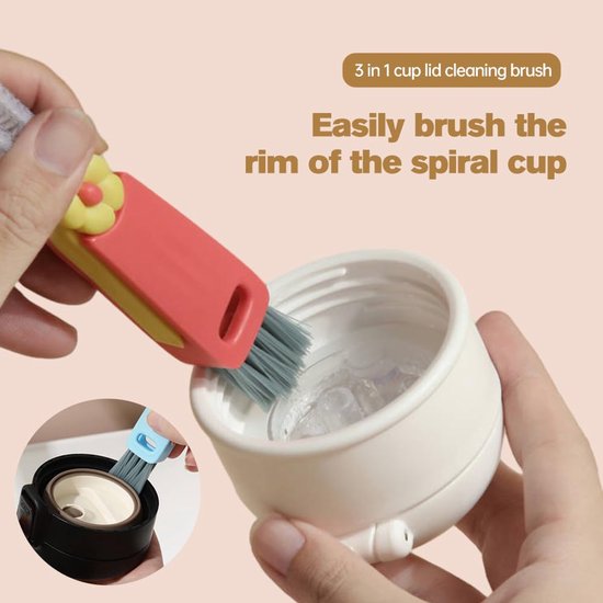 3-in-1 Crevice Brush - Multifunctional - Lid Brush - Suitable for small spaces, various cups and bottles — image 4