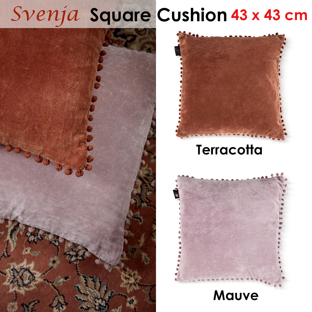 Bedding House Svenja Mauve Filled Square Cushion — image 4