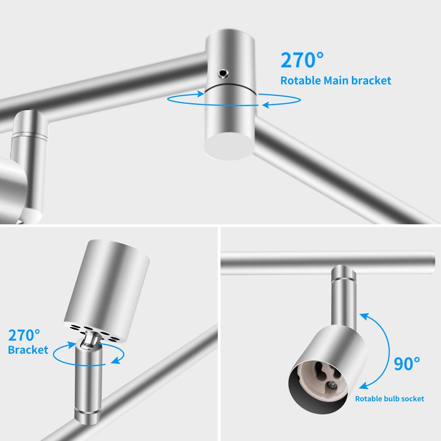Kitchen Lights, 6-Light Ceiling Lighting Kits, Swivelling Ceiling Spotlight for Bedroom, Kitchen and Living Room(GU10 LED Bulbs not Included) (Brush — image 3